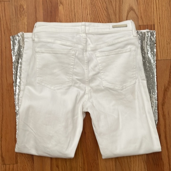 Anthropologie Pilcro and the Letterpress High-Rise Sequins Flared Jeans White - Picture 9 of 13